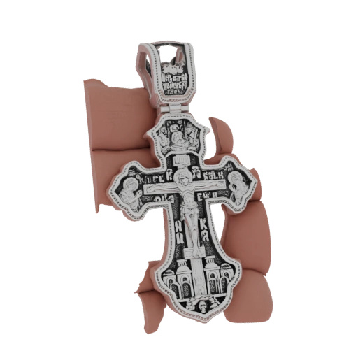 Orthodox Cross Pendant with Crucifixion Scene