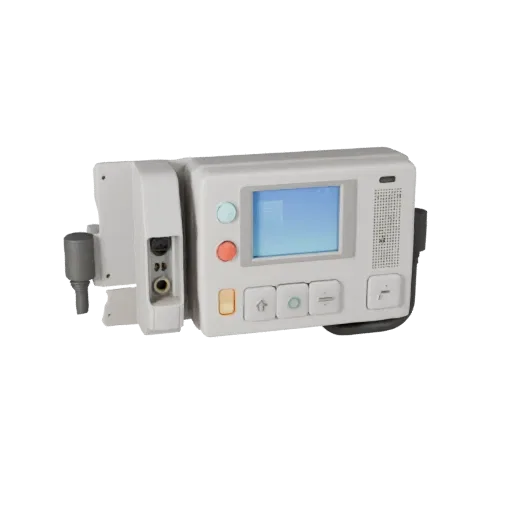 Security Smart Thermostat 3D model, three-quarter front view, Unity viewport, showing white plastic, form detail.
