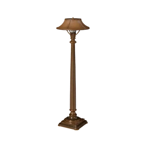 Art Deco Floor Lamp 3D model, living room, three-quarter front view, Unreal Engine viewport, metal detail.