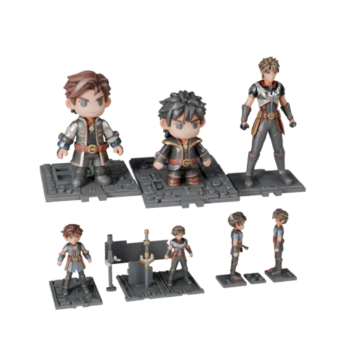 Vinyl Figurine modular kit 3D model preview showing pose, top-down kitbash view, toy proportion and material detail