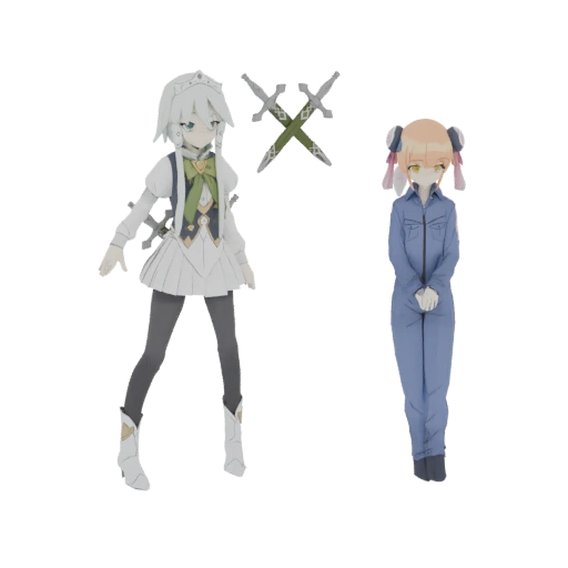 Anime Maid and Mechanic Girl 3D Model