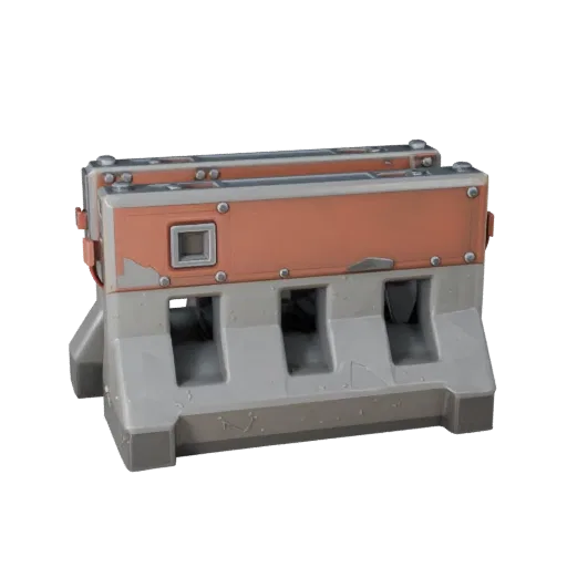 Heavy Duty Traffic Barrier Low Poly 3D model, game viewport three-quarter view, showing concrete, form detail.