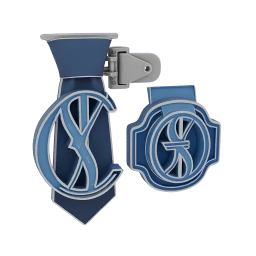 Monogram Style Tie Clip print ready 3D model, studio profile shot, showing cufflink form, surface, and scale cues.