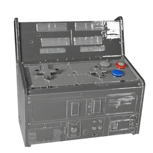 Portable Arcade Stick Modular 3D model, isometric modular kit view, showing matte plastic, console proportions.