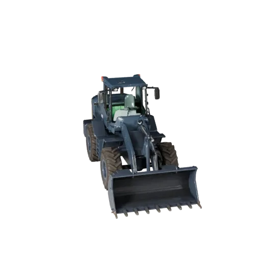 Warehouse Wheel Loader Product Viz 3D model, three-quarter studio product render, showing painted steel, form detail.