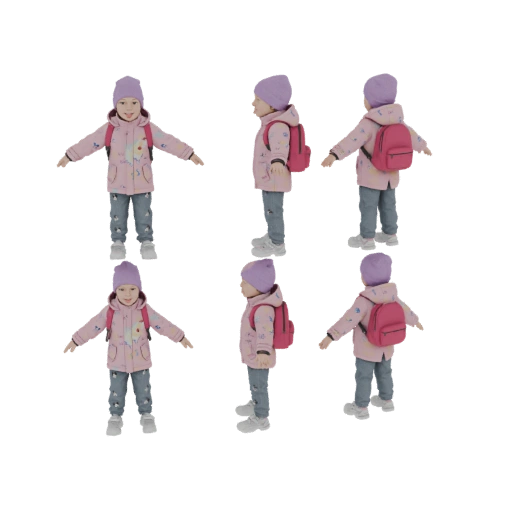 Little Girl with Backpack 3D Model