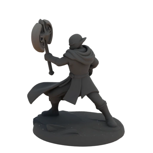 Miniatura STL de Elfo Clérigo de Fantasia - Pose de Carregamento