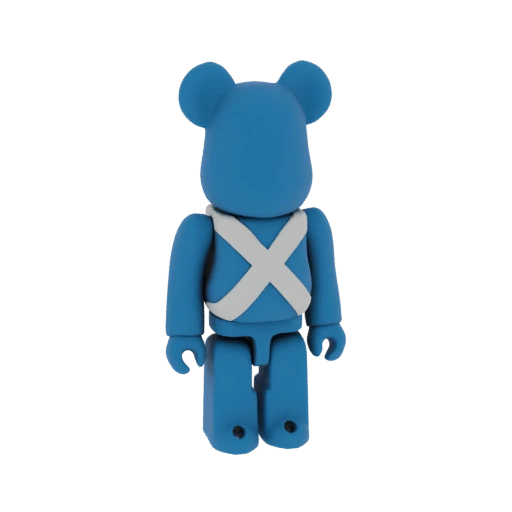 Blue Bearbrick with White Cross Harness