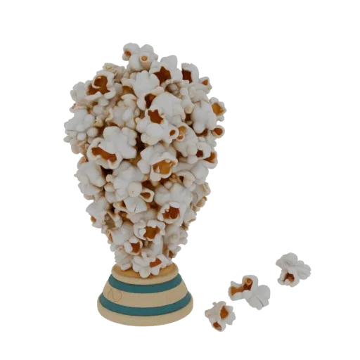 3D model of a trophy popcorn bowl with detailed popcorn texture and trophy-style base