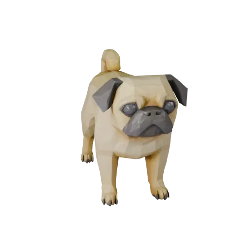 Low Poly Pug Dog 3D Model - Unity Game Asset with FBX | Royalty-Free