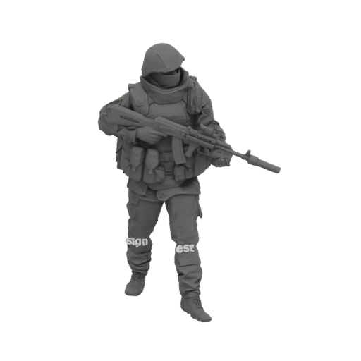 Modern Soldier with Rifle 3D Model