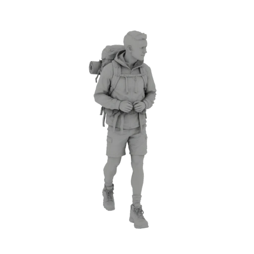 Hiker with Backpack 3D Model