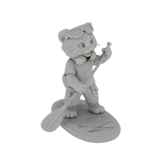 Anthropomorphic Leopard Surfer 3D Model