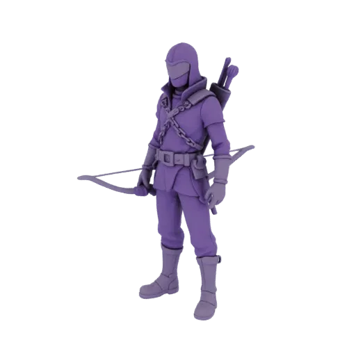 Miniatura STL de Ranger de Fantasía Oscura, render de mesa a tres cuartos, miniatura de escaramuza imprimible en resina con p