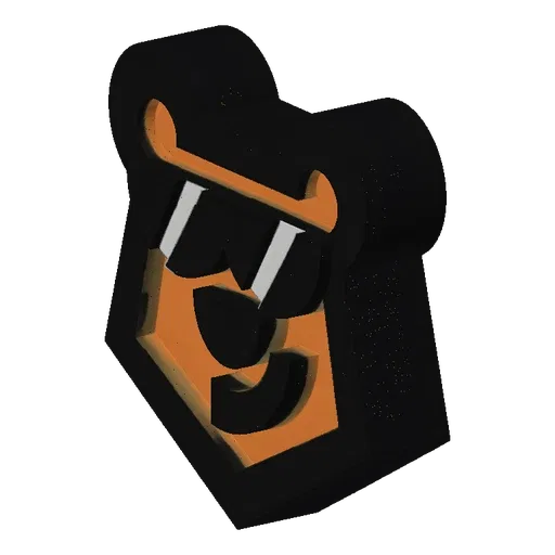 A 3D render of a stylized bear emblem wearing black sunglasses with white stripes, set against a black background.