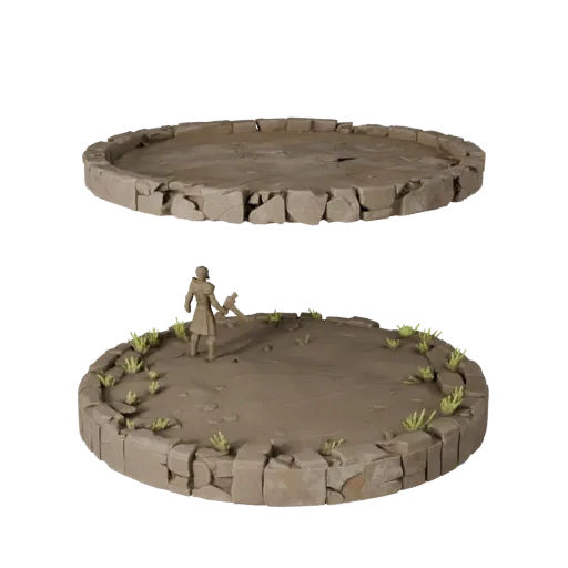 Ruined Round Base STL printable 3D model preview showing rim shape, three-quarter display angle