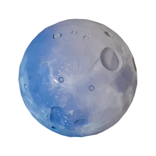 Lava Moon Low Poly 3D model, game viewport three-quarter view, showing rock, spherical body scale.