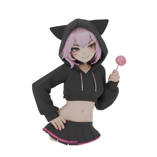 Neko Girl with Lollipop 3D Model
