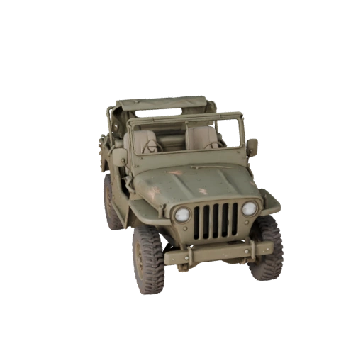 Modelo 3D de Jeep Militar de la Segunda Guerra Mundial Listo para Juegos en Tiempo Real