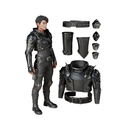 Personaggio 3D Boss Sopravvissuto Comando Post-Apocalittico, vista viewport motore, asset pronto per Unreal Engine con Modell