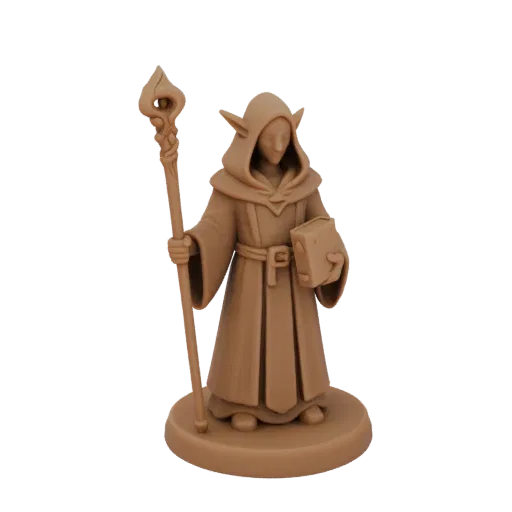 Medieval Ashen Elf Wizard Miniature STL