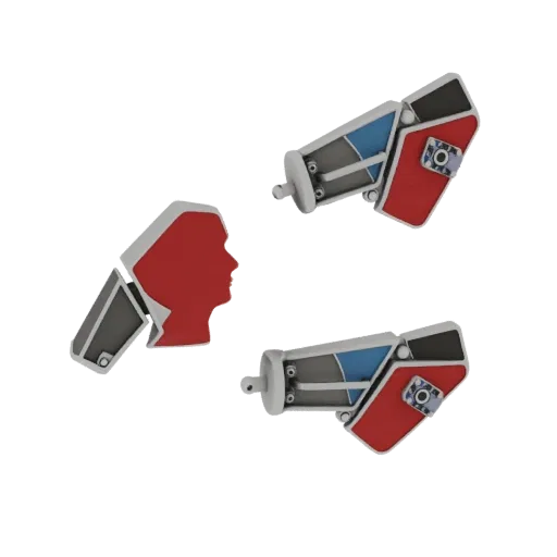 Geometric Brooch product viz 3D model, top-down studio render, with clean topology and PBR shading on the brooch.
