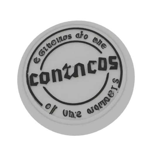 3D model of a round stamp with "OWNER CONTACTS" and "GITEINOS AFO ONE OF THE WARMERS" inscriptions