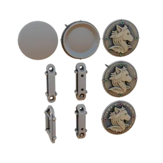 Gold Animal Motif Cameo Brooch 3D model, isometric collectible display render, gold finish.