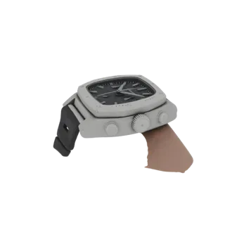Diver Chronograph Watch Printable 3D model, isometric STL render, showing metal cases, wrist scale.