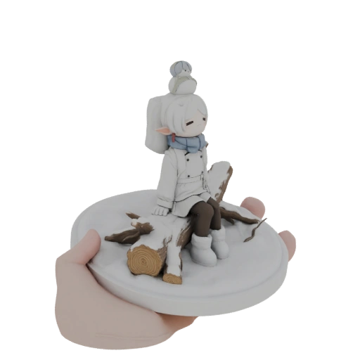 Winter Elf Girl with Bird Figurine