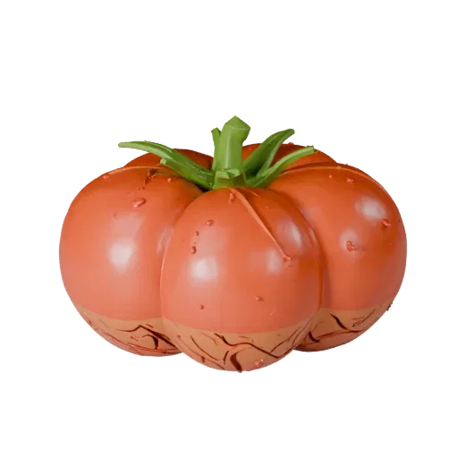 Organic Tomato Cluster Printable 3D model, isometric STL render, showing leaf veins, clear vegetable silhouettes.