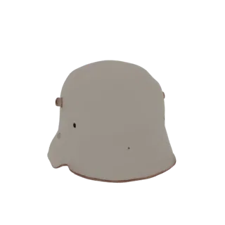 Render de modelo 3D de um capacete alemão Stahlhelm M16, um capacete militar histórico com aba alargada e cúpula distintivas.
