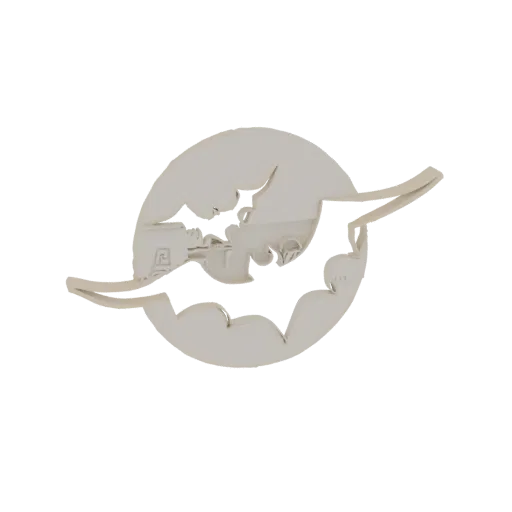 3D model of a Halloween cookie cutter shaped like a bat flying in front of a full moon.
