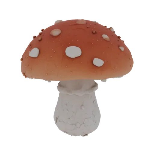 Modèle 3D d'amanite tue-mouches rouge à pois blancs sur fond blanc