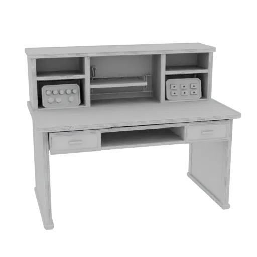 Home Office Desk Organizer Printable 3D model, isometric STL render, showing plastic, desk-scale silhouettes.