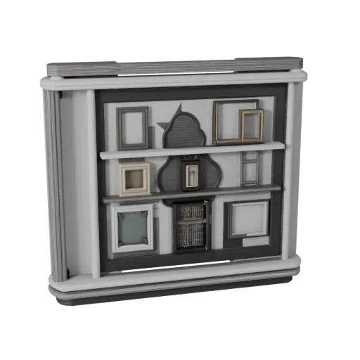 Handmade Wall Art 3D model, living room, three-quarter front view, Unreal Engine viewport, ceramic detail.