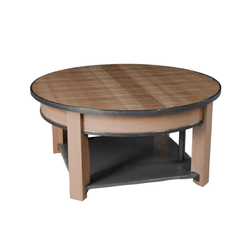 Minimal Coffee Table 3D model, living room, three-quarter front view, Unity viewport, wood grain detail.