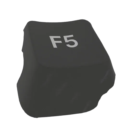 A 3D render of a dark gray keyboard keycap with the legend 'F5' in white, set against a black background.