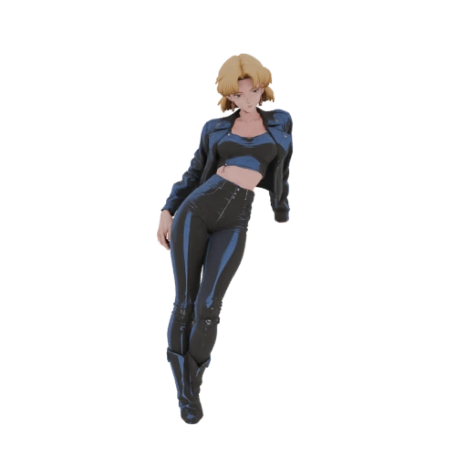 Anime Girl in Leather Jacket 3D Model