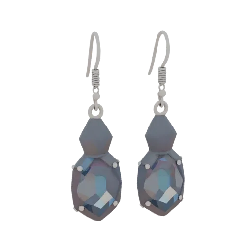 Gold Chandelier Drop Earrings 3D model, three-quarter front view, AR viewer studio render, gold finish.
