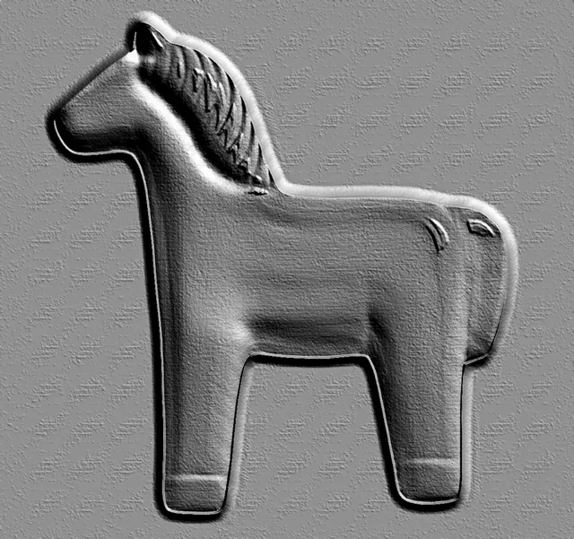 3D model of a horse bas-relief, side view