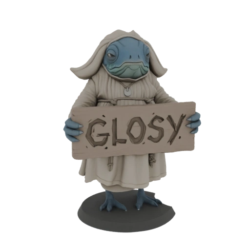 Frog Creature Holding Sign 3D Model