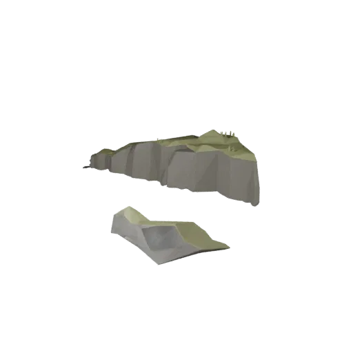 Canal Waterway Section Low Poly 3D model, game viewport three-quarter view, showing wet stone, water edges.