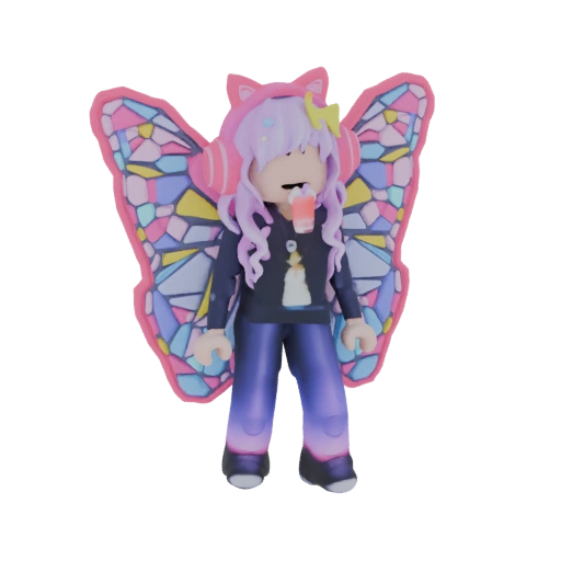 Stained Glass Butterfly Wings with Cat Ear Hoodie Avatar