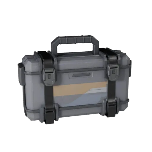 Urban Range Case Stylized 3D model, stylized isometric render, showing rubber grips, portable prop form.