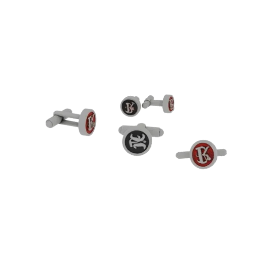 Monogram Style Cufflink product viz 3D model, three-quarter studio render, highlighting cufflink form and finish detail.