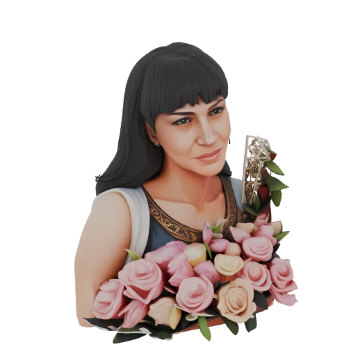 Woman with Roses Bust 3D Model