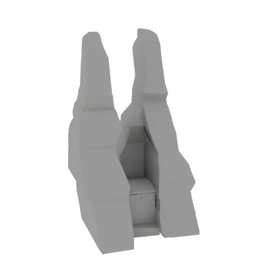 3D render of an ancient stone altar with carved steps leading to a central platform, set against a black background.