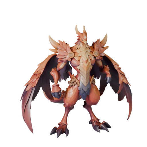 Modelo 3D de Fênix de Desenho Animado - Ativo Estilizado para Animação | PBR
