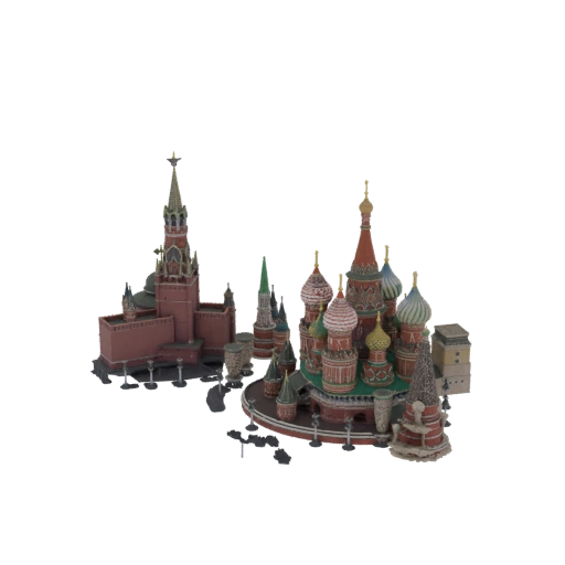 St. Basil's Cathedral and Kremlin Tower 3D Model